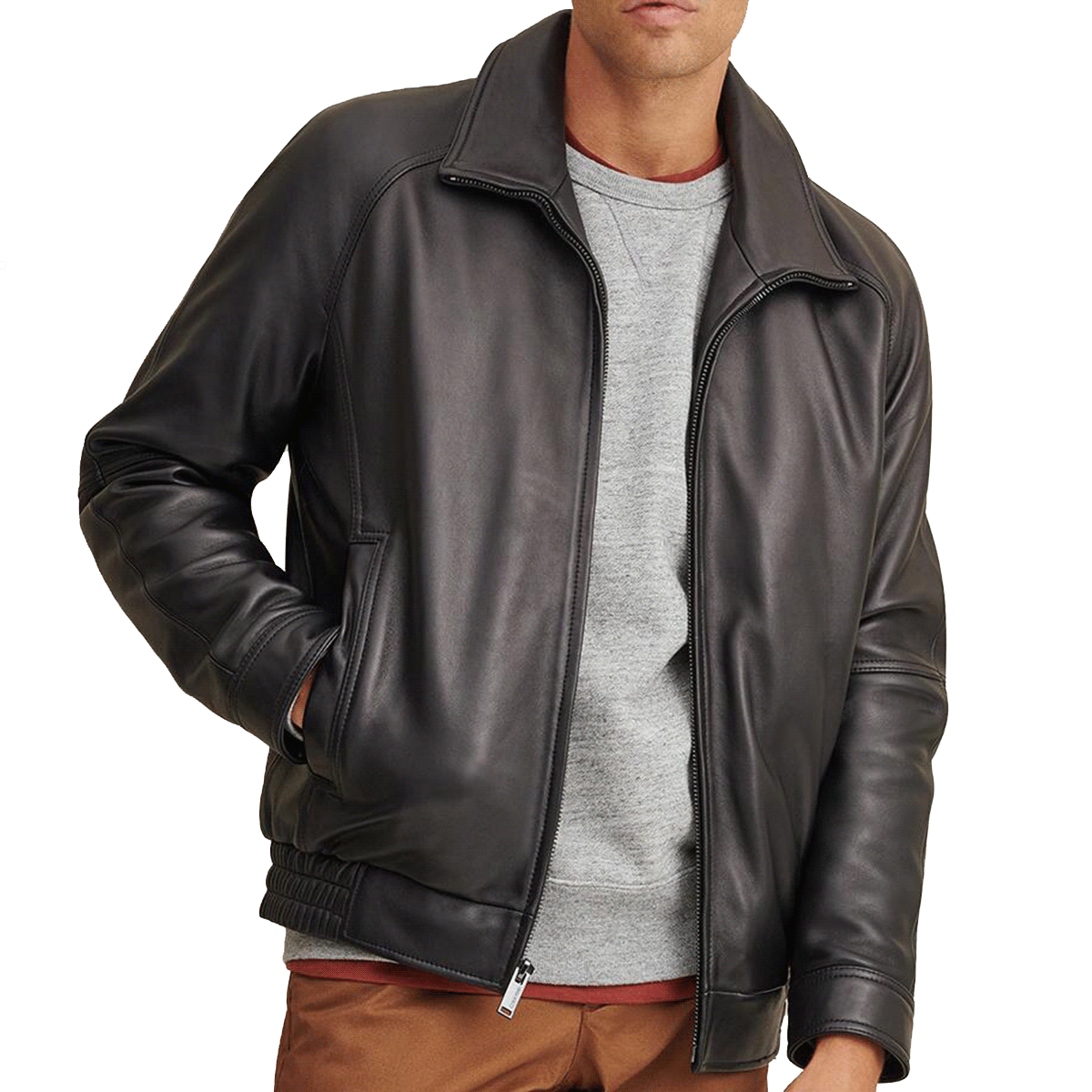 Mens waist length clearance leather jackets