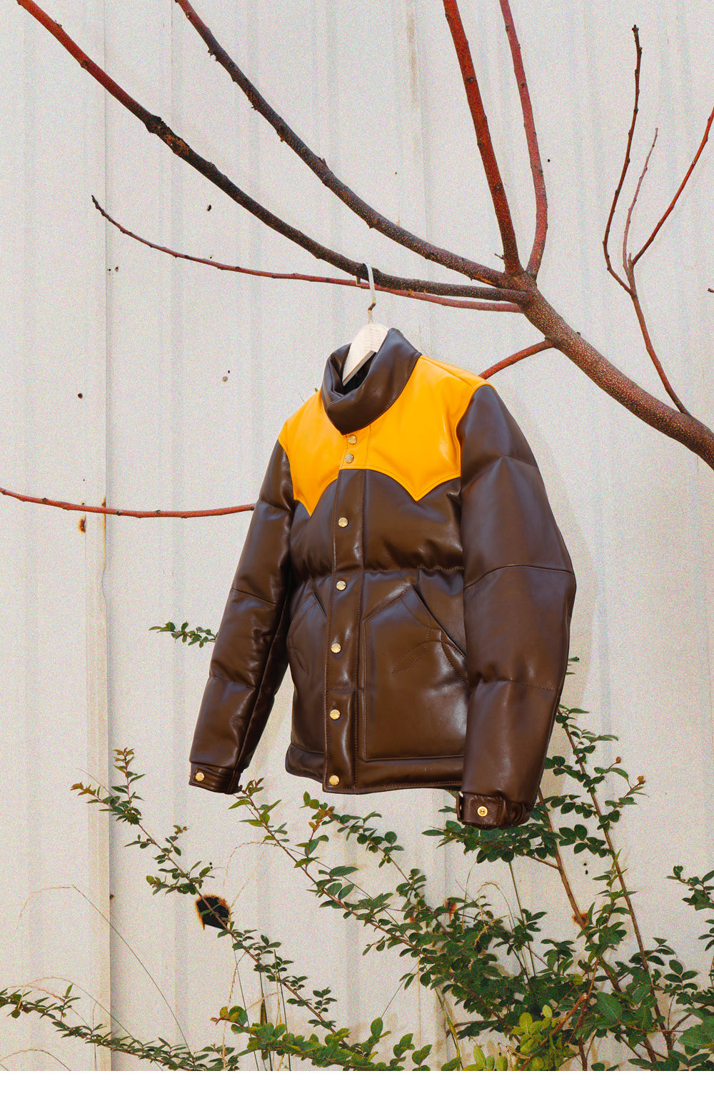 Brown Designer Puffer Leather Jacket - Brando