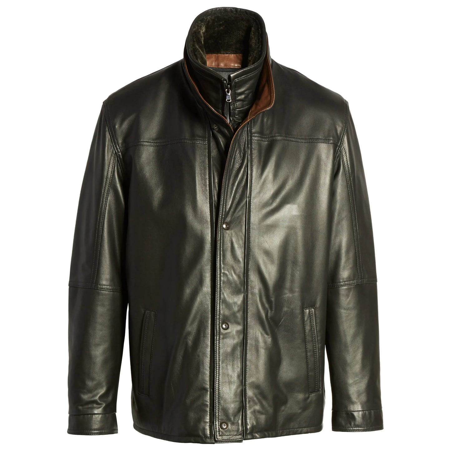 Black Lambskin Bomber Leather Jacket - Rio