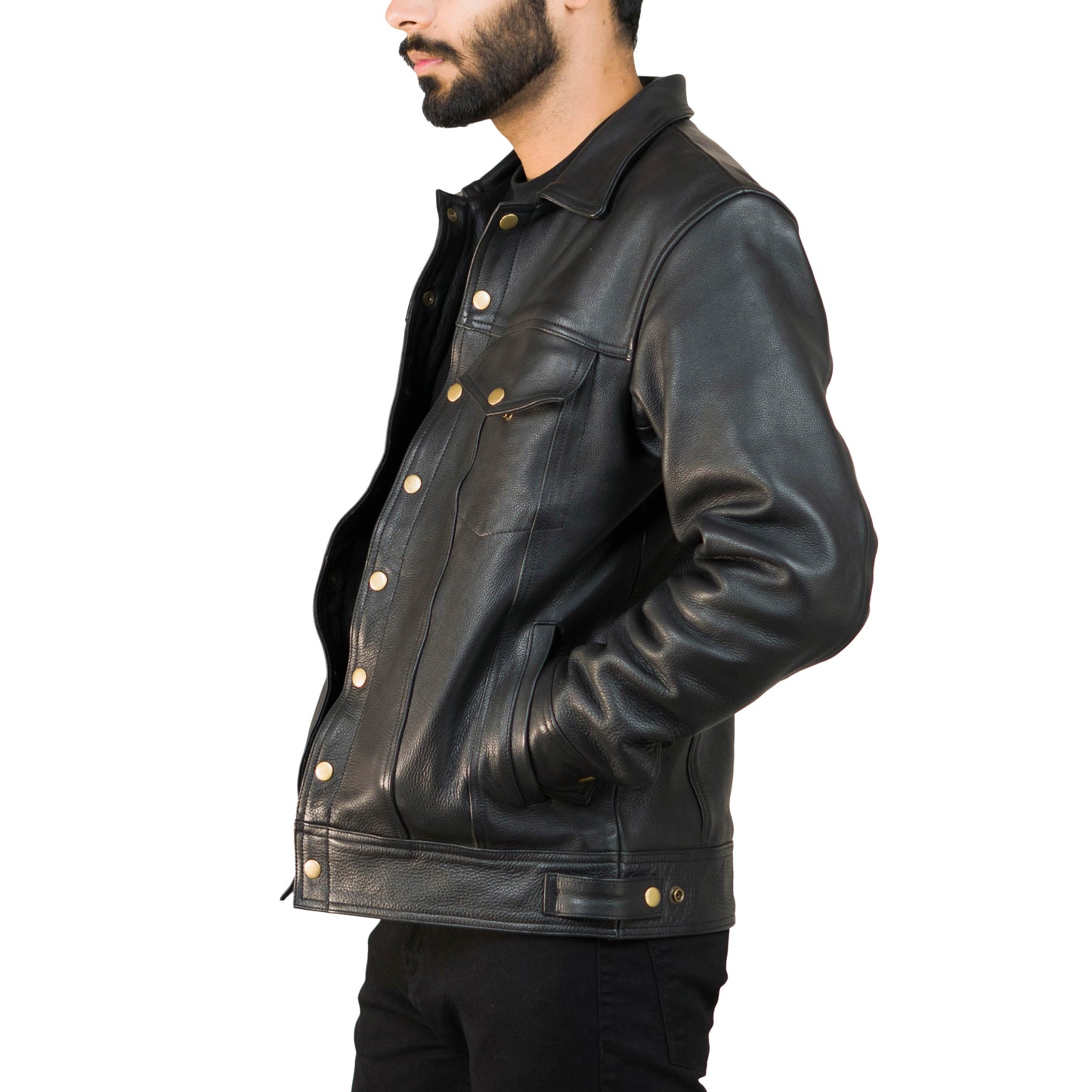 Men's Smart Casual Leather Jacket w/ Shirt Collar - Maximus