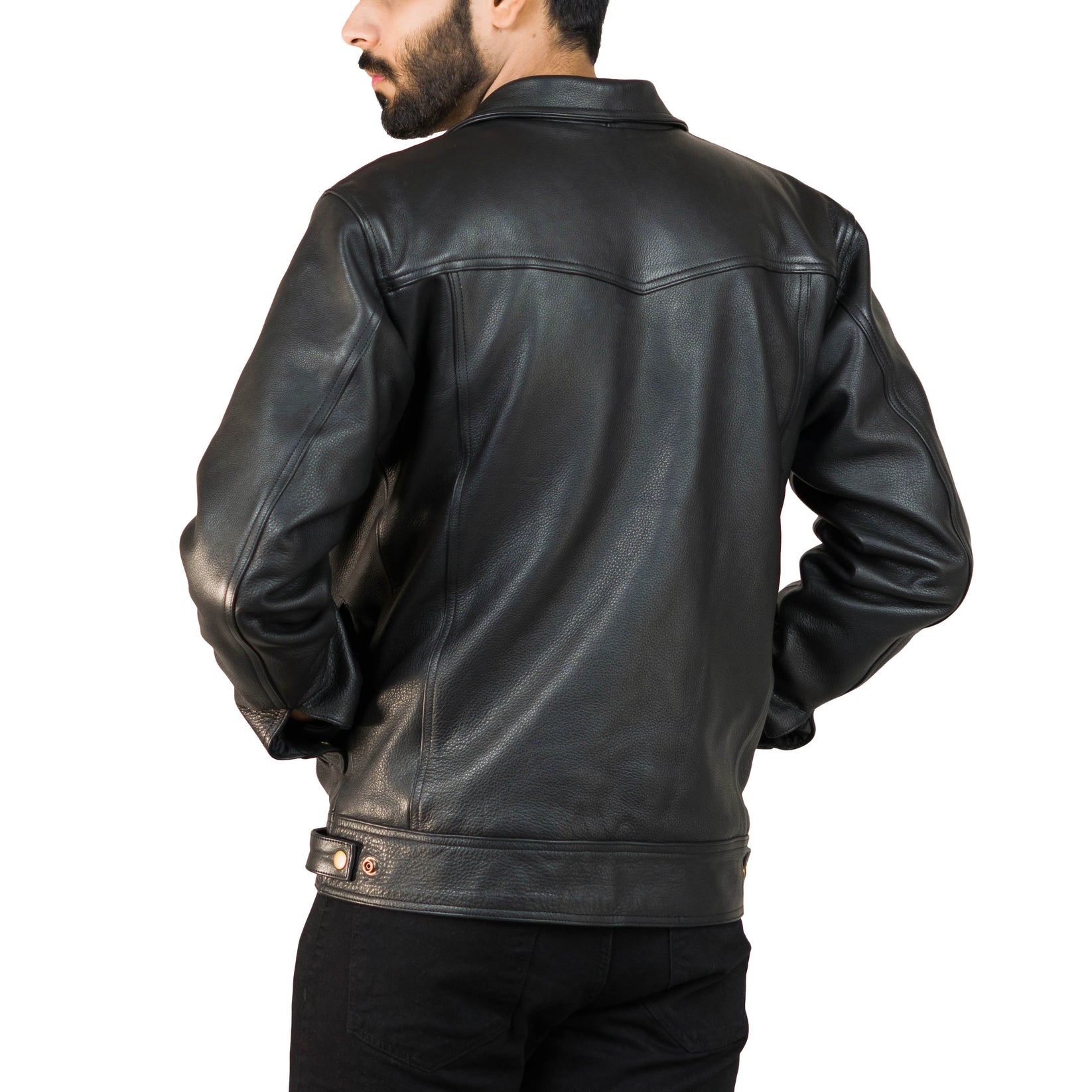 Men's Smart Casual Leather Jacket w/ Shirt Collar - Maximus – Tango.