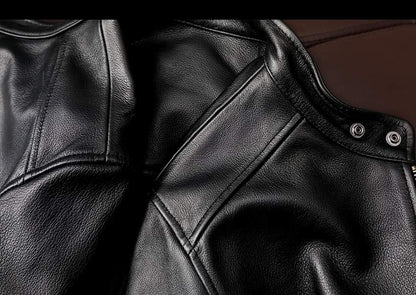 Black Leather Biker Jacket for Men - Mark