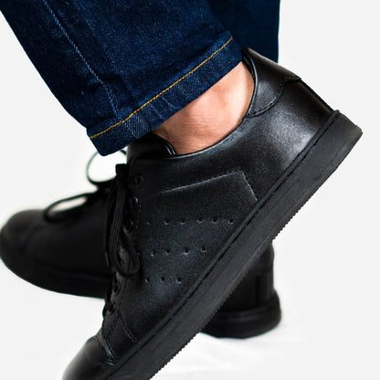 Black Leather Sneakers - Enzo