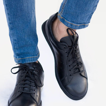 Black Leather Sneakers - Enzo