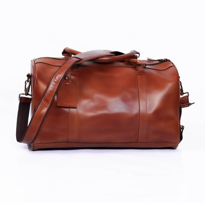 Brown Real Leather Duffle Bags - Bergen