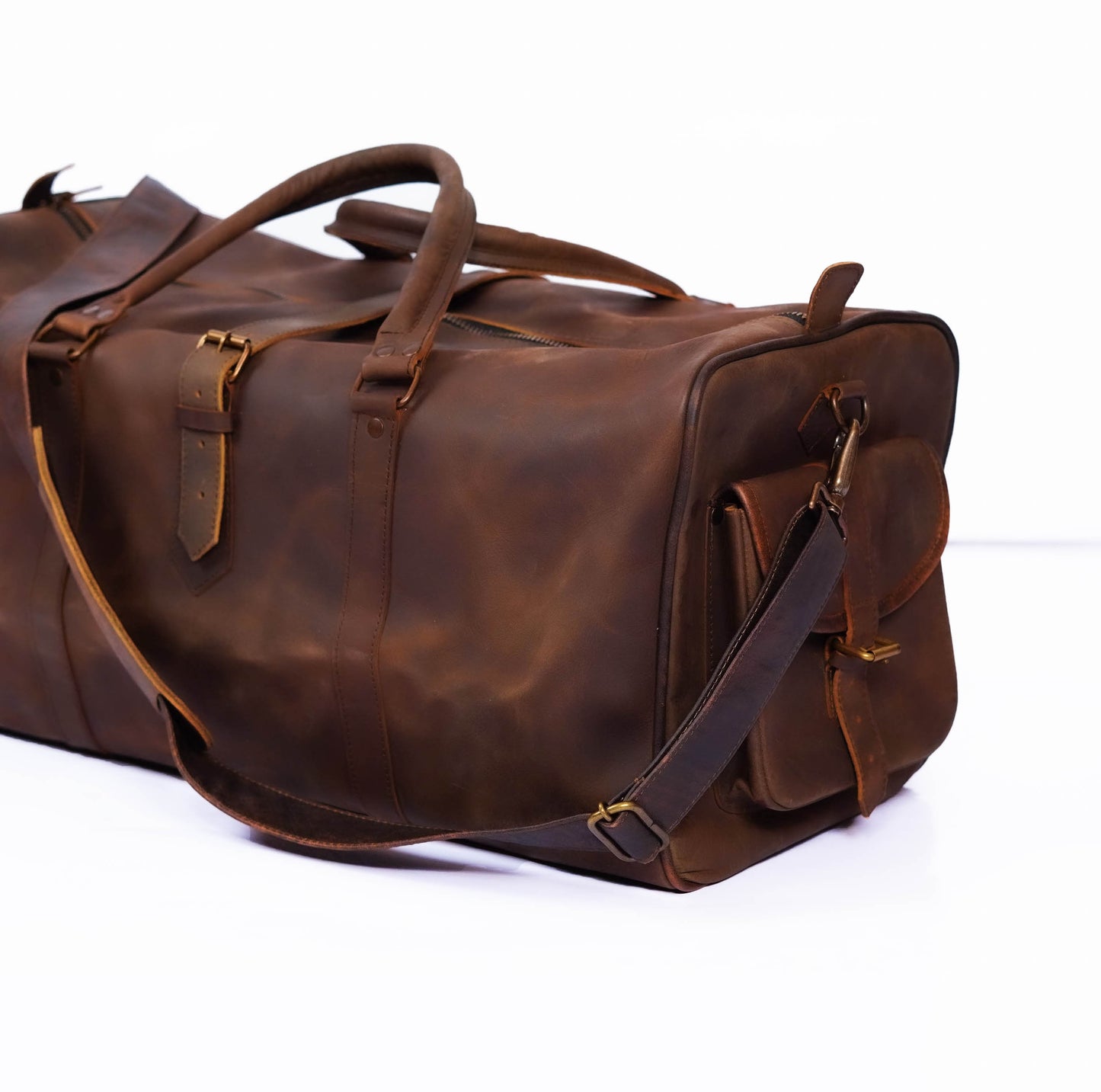 Brown Retro Real Leather Luggage Bag - Rome