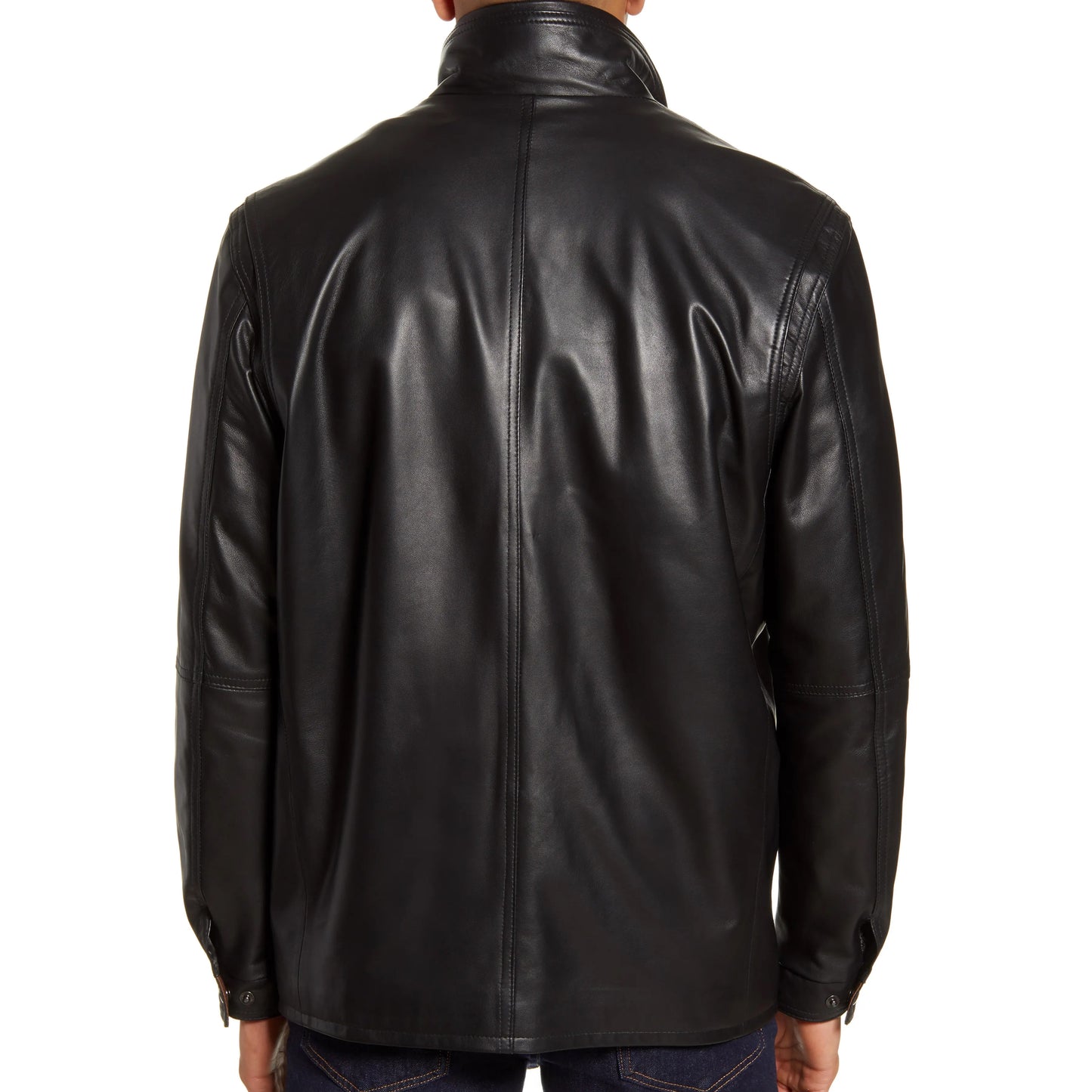 Black Lambskin Bomber Leather Jacket - Rio