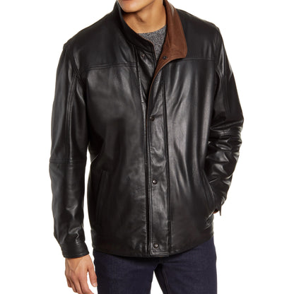 Black Lambskin Bomber Leather Jacket - Rio