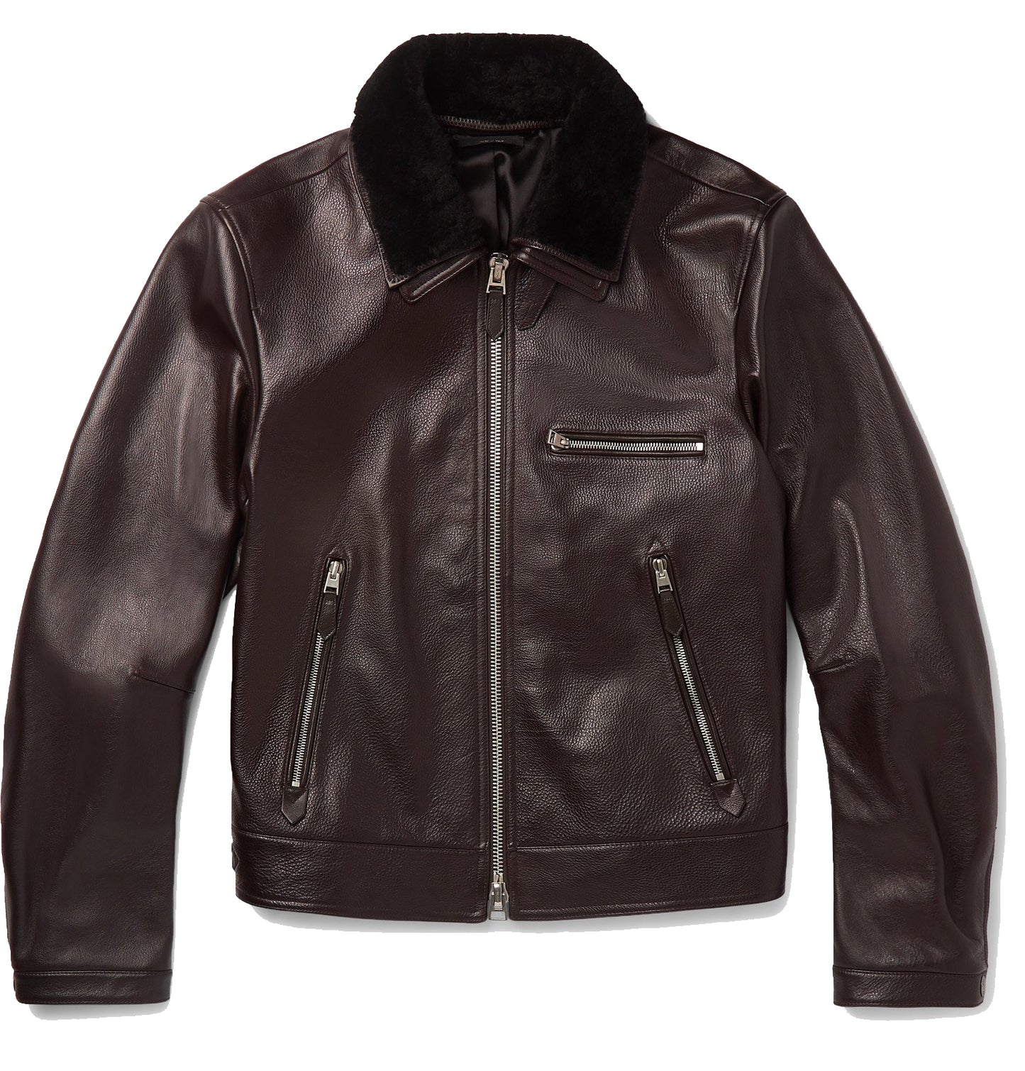 Men's Luxurious Leather Jacket w/ Shearling Collar - Antonio – Tango.