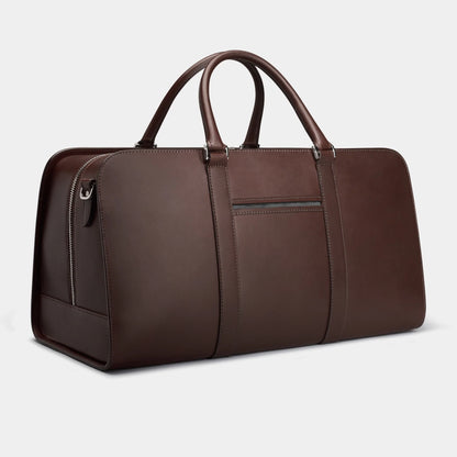 Dark Brown Designer Leather Luggage Bag - Léa