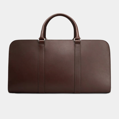 Dark Brown Designer Leather Luggage Bag - Léa