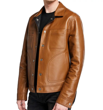 Men's Black & Brown Reversible Leather Jacket - Raul