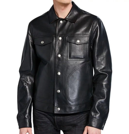 Men's Black & Brown Reversible Leather Jacket - Raul