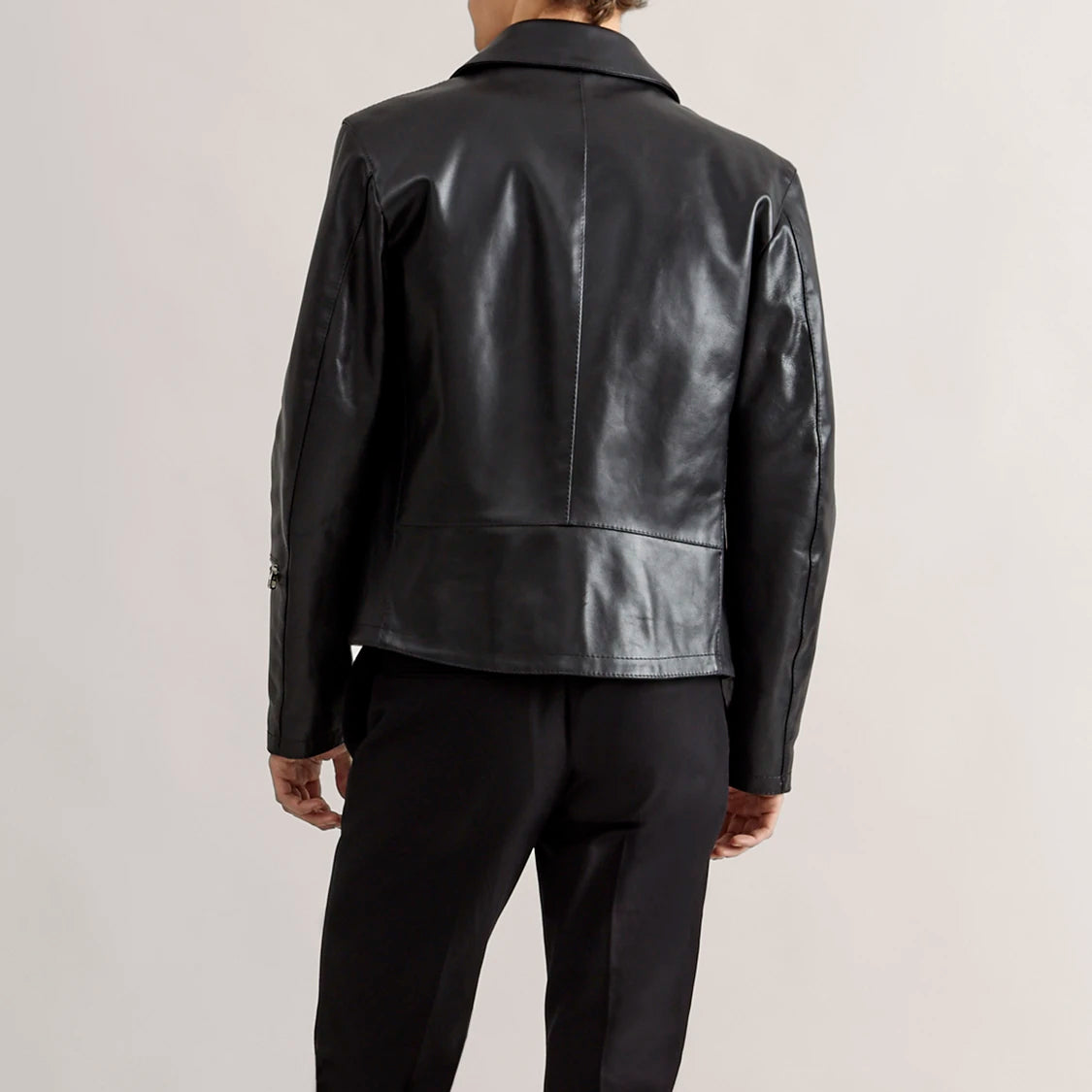 Black Calfskin Biker Jacket for Men - Vito