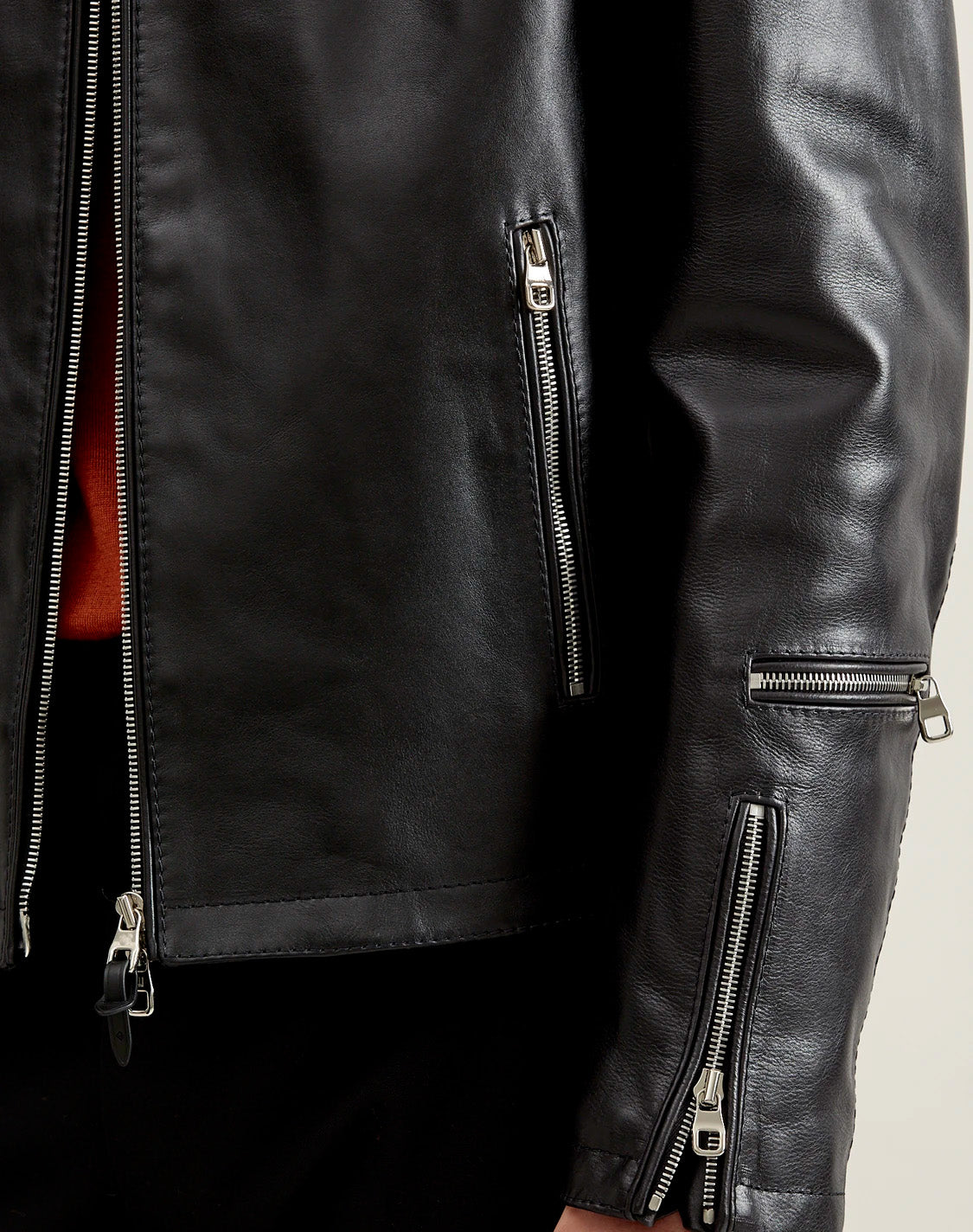 Black Calfskin Biker Jacket for Men - Vito